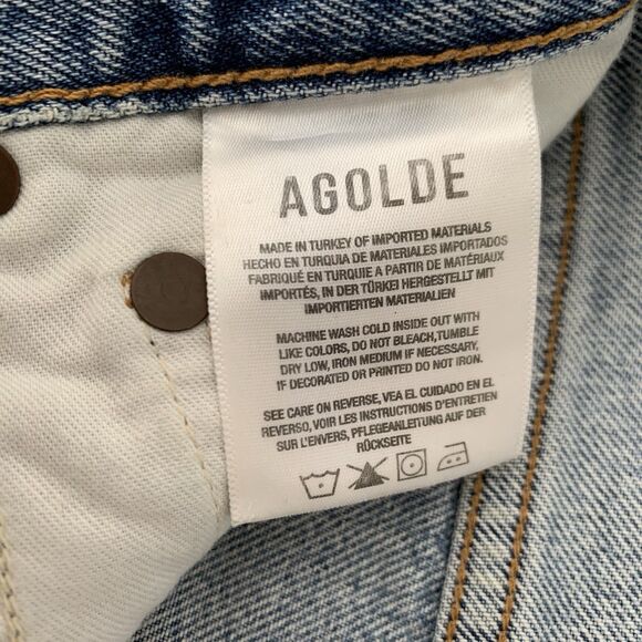 Agolde Jeans 90s Mid Rise Loose Sz 23 Light Wash Denim Button Fly Grunge Street - Picture 13 of 13